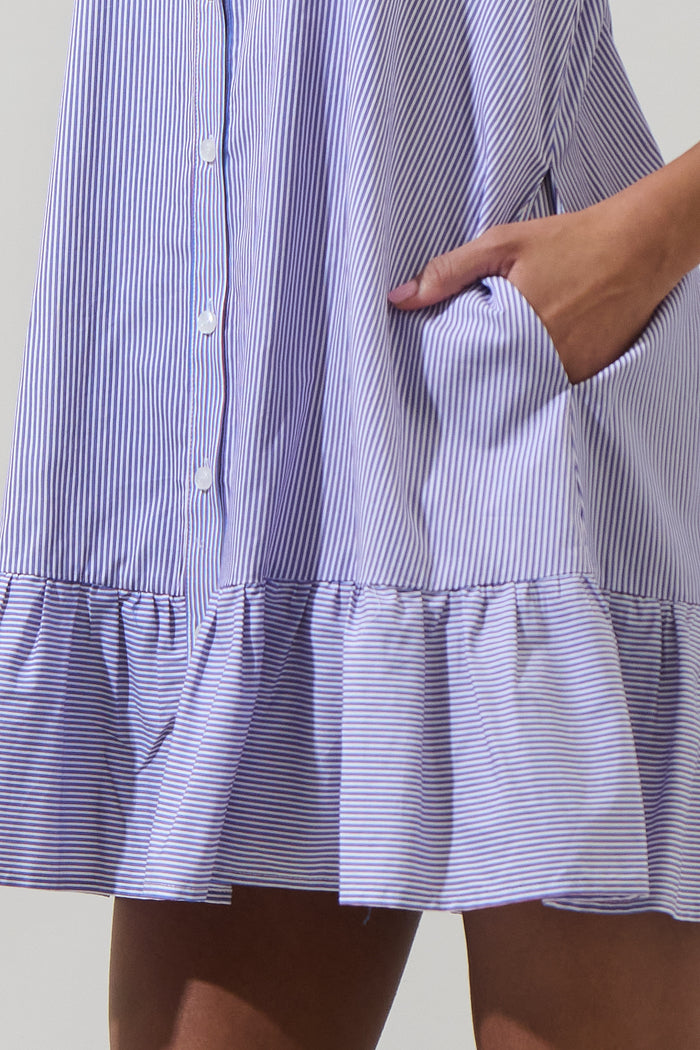Fannie Striped Levy Button Down Shift Dress