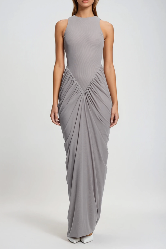 Farrokh Sleeveless Draped Skirt Maxi Dress