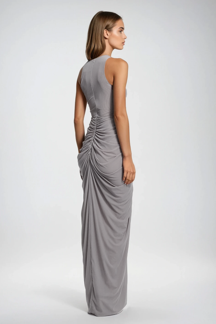Farrokh Sleeveless Draped Skirt Maxi Dress