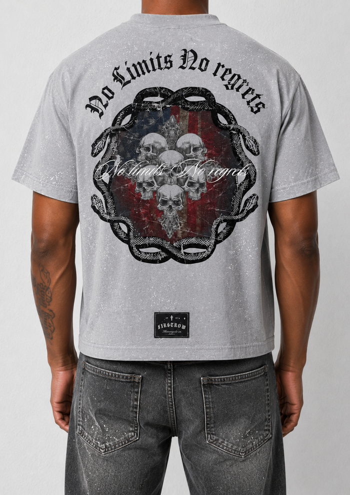 First Row ‘Shadow Worship Grave HYMN’ T-Shirt in Light Grey