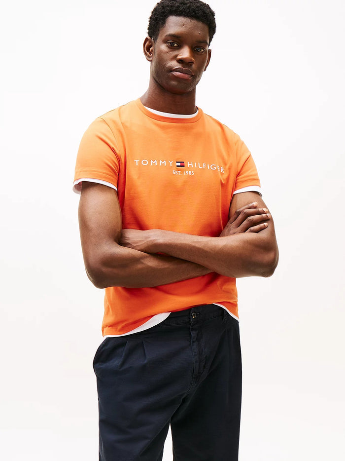 Flag Embroidery Tee in Orange