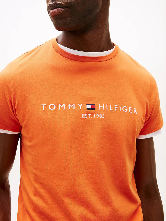Flag Embroidery Tee in Orange