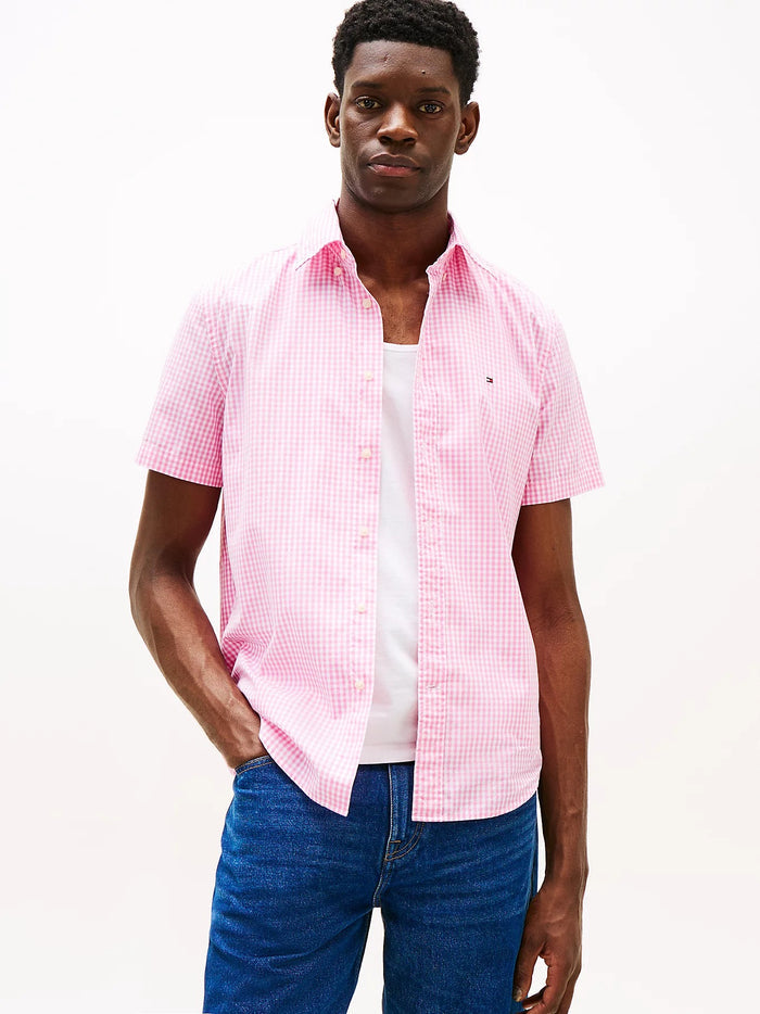 Flex Micro Check Poplin Shirt in Pink