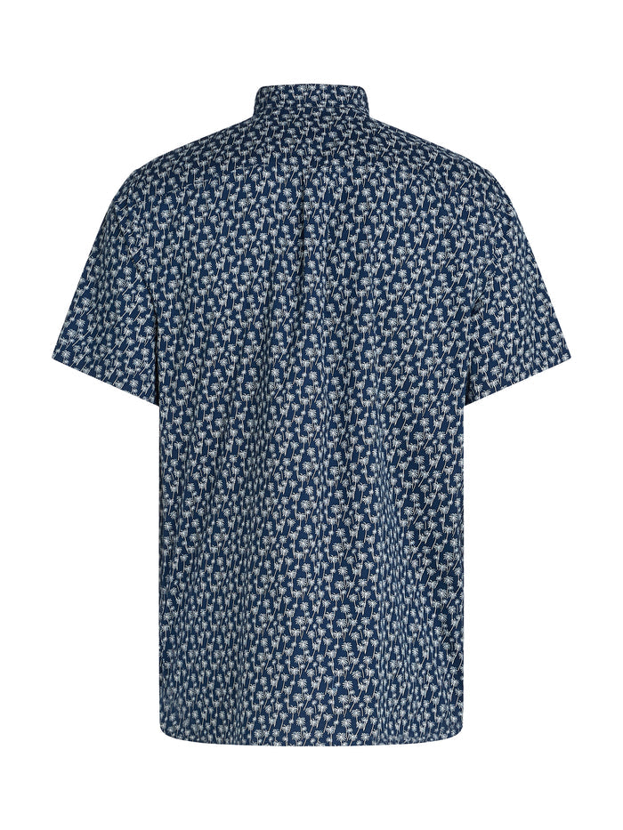 Flex Tropical Print Poplin Shirt in Navy