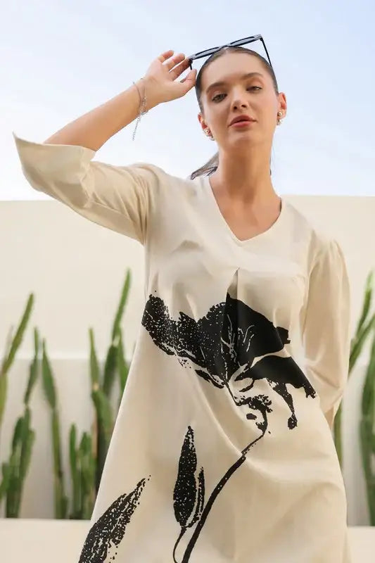 Floral Black Cotton Flex Long Co-ord Set