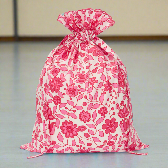 Floral Drawstring Laundry Bag | Fuchsia