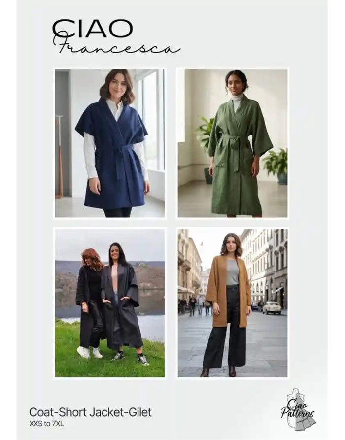 Francesca Short Jacket/Gilet/Coat Paper Sewing Pattern, Ciao Patterns