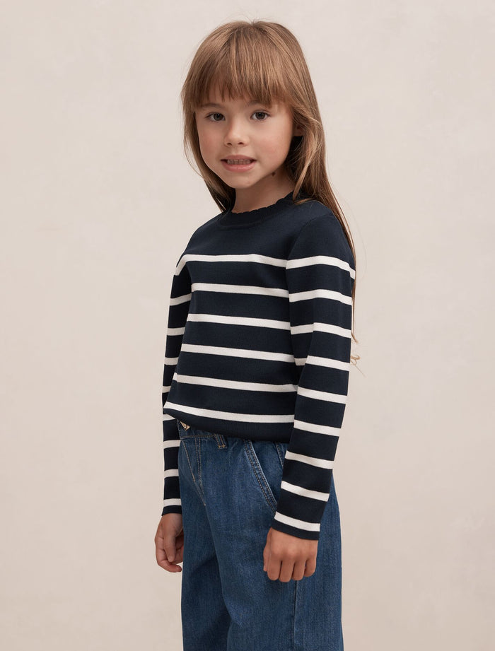 Freya Girls Scallop Knit Stripe Top Forever New
