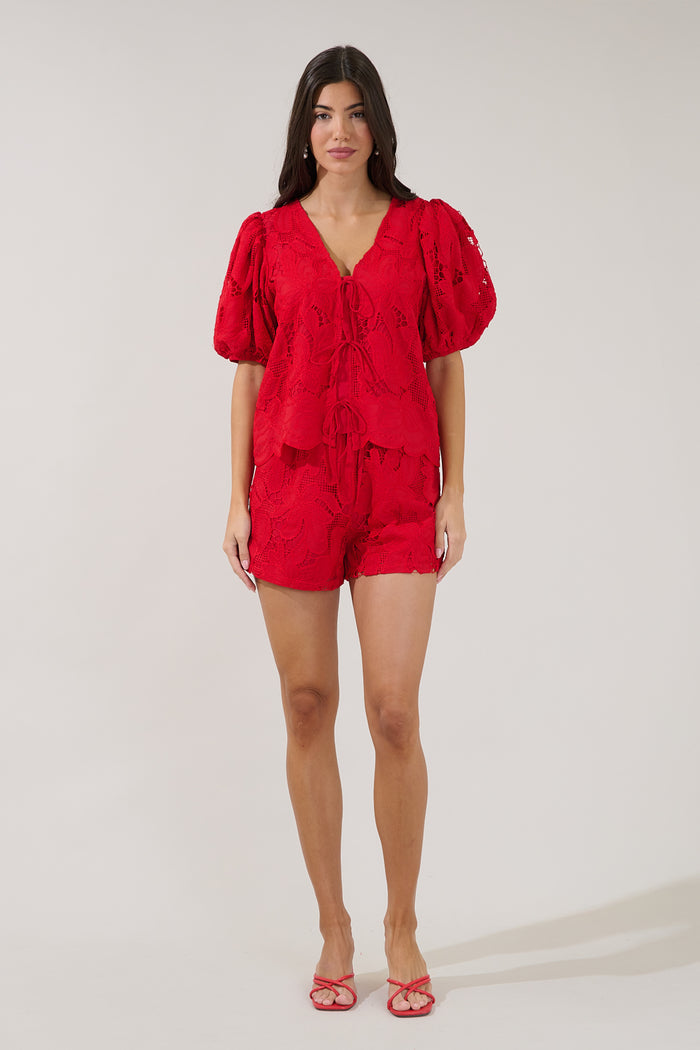 Friona Eyelet Puff Sleeve Top
