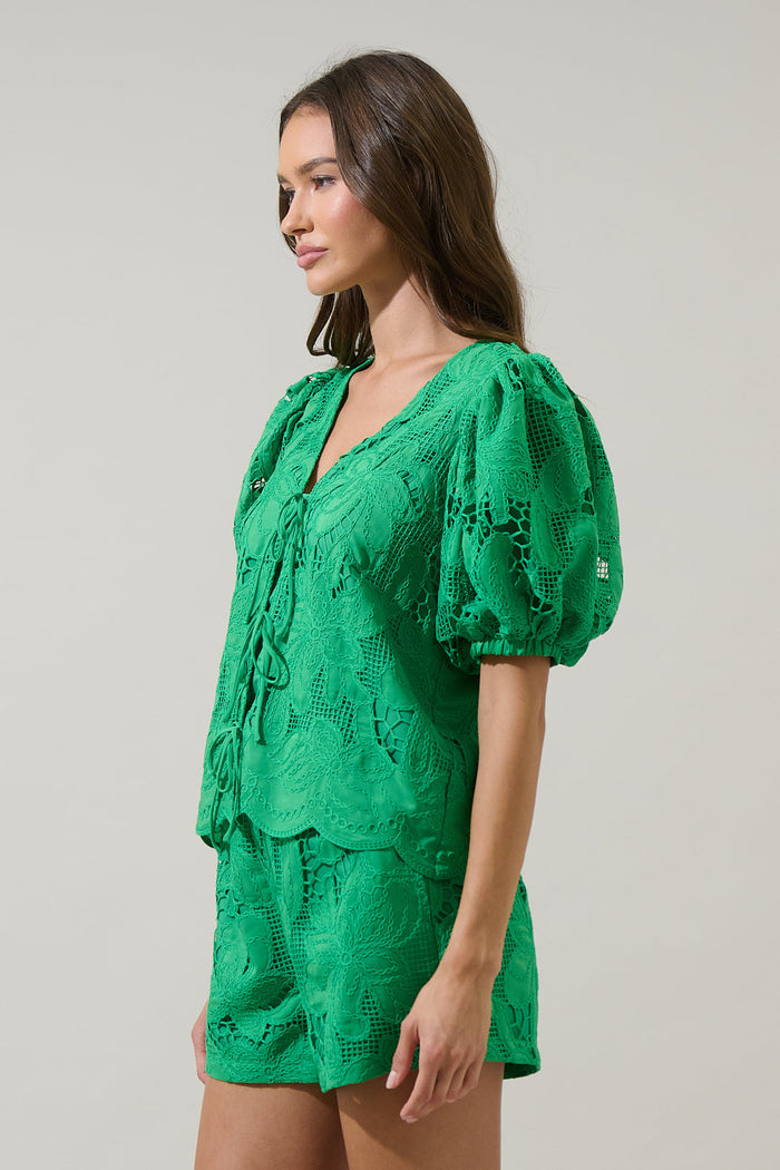 Friona Eyelet Puff Sleeve Top