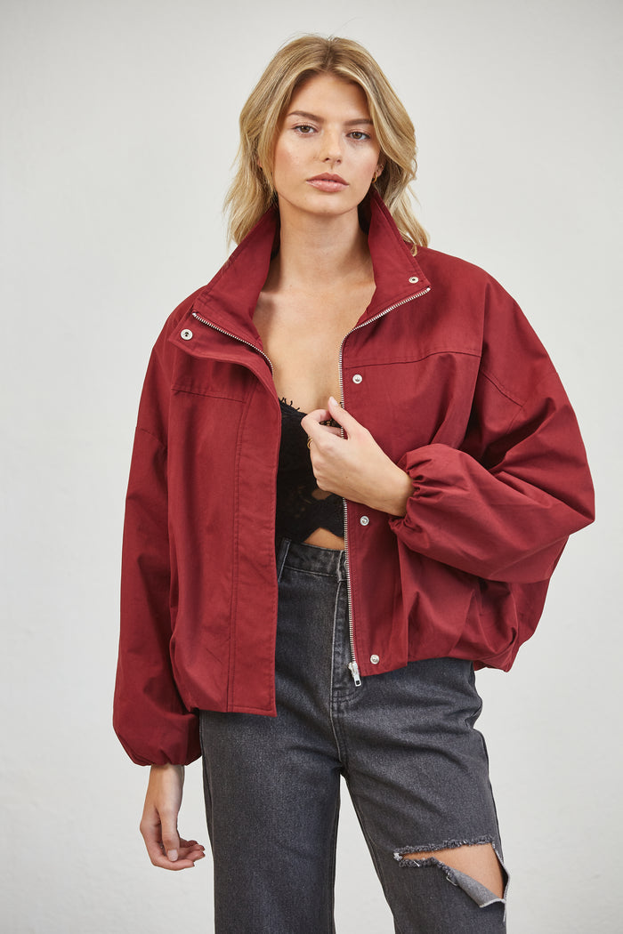 FUNNEL NECK BALLON JACKET - MULBERRY