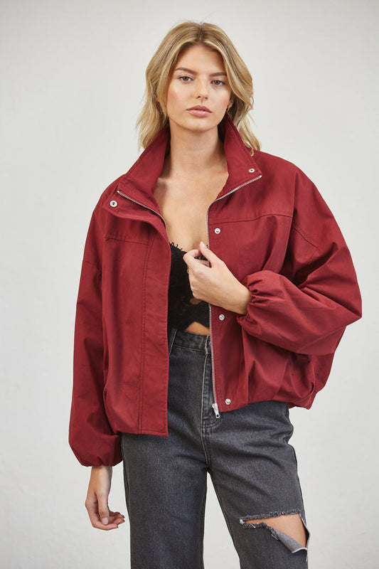 FUNNEL NECK BALLON JACKET - MULBERRY