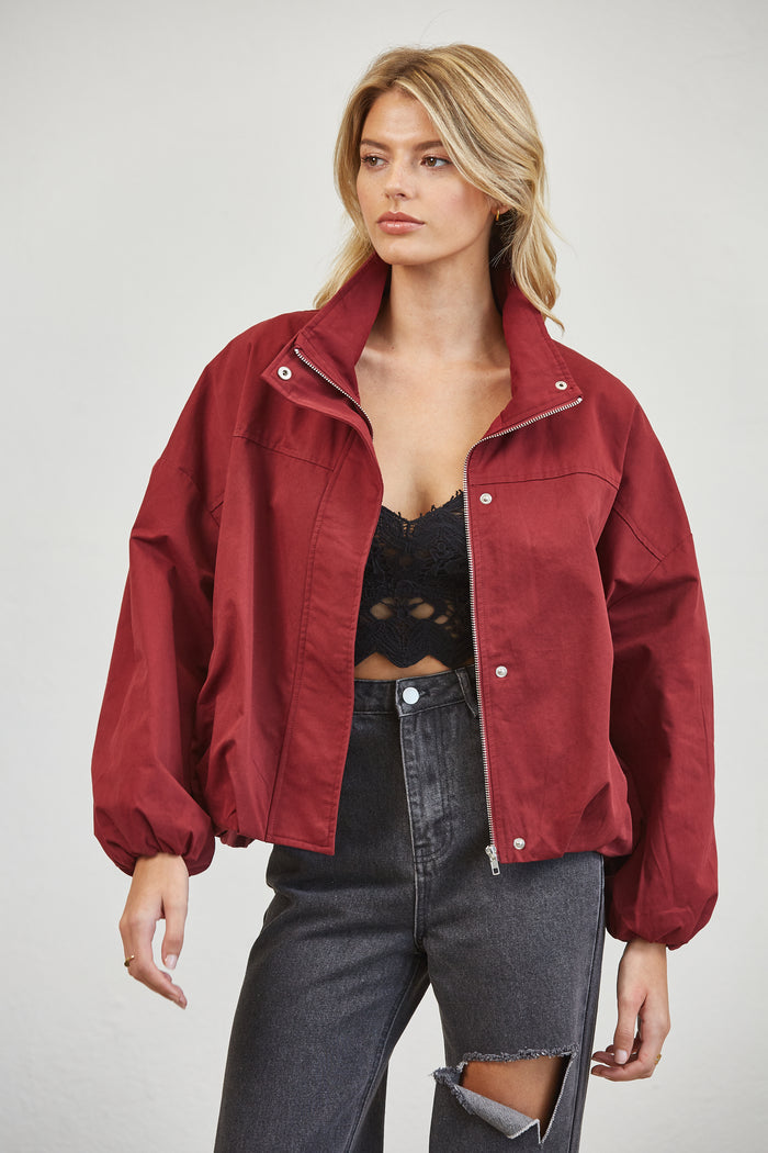 FUNNEL NECK BALLON JACKET - MULBERRY