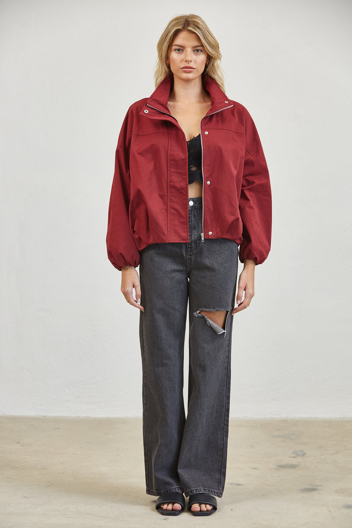 FUNNEL NECK BALLON JACKET - MULBERRY
