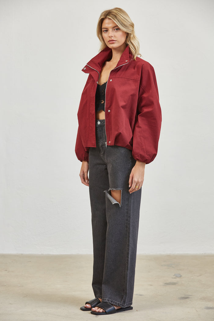 FUNNEL NECK BALLON JACKET - MULBERRY