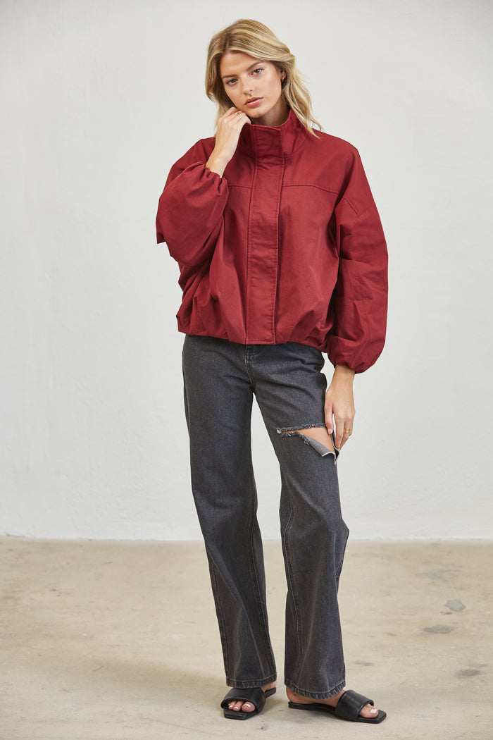 FUNNEL NECK BALLON JACKET - MULBERRY