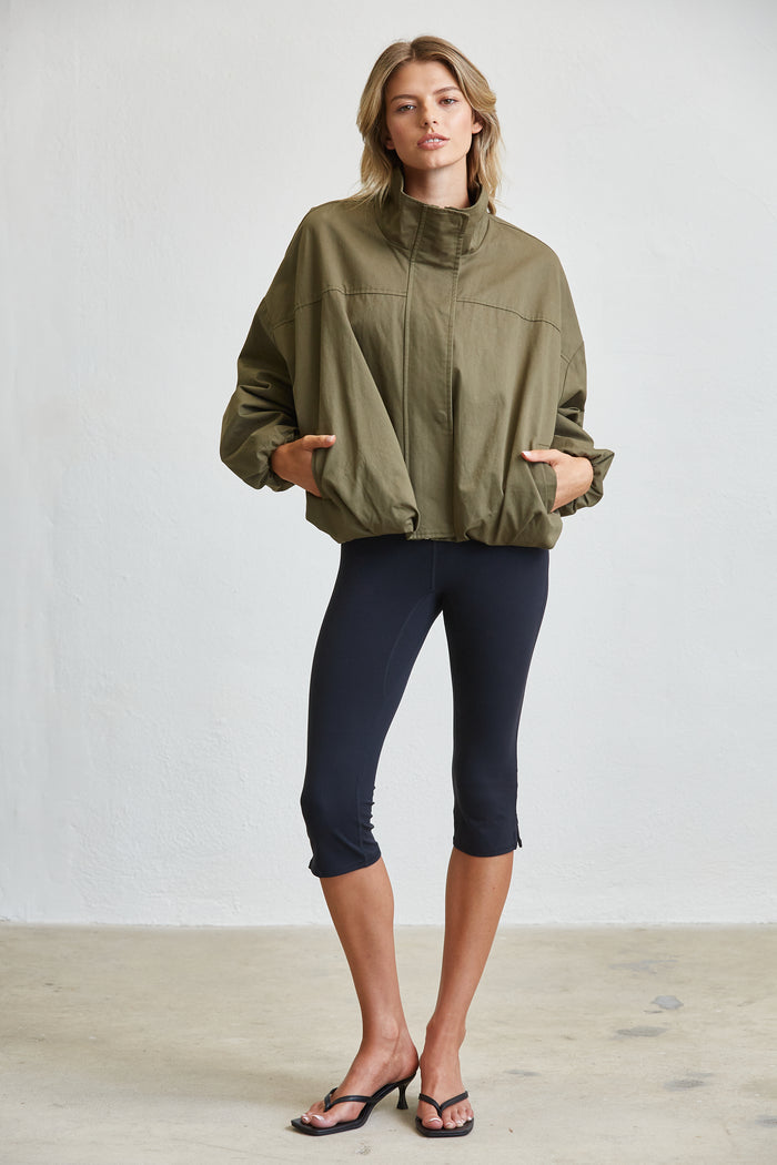 FUNNEL NECK BALLON JACKET - OLIVE