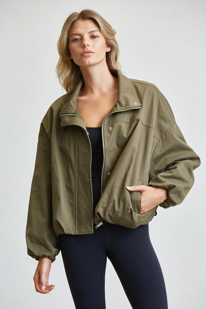 FUNNEL NECK BALLON JACKET - OLIVE