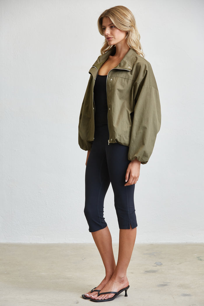 FUNNEL NECK BALLON JACKET - OLIVE