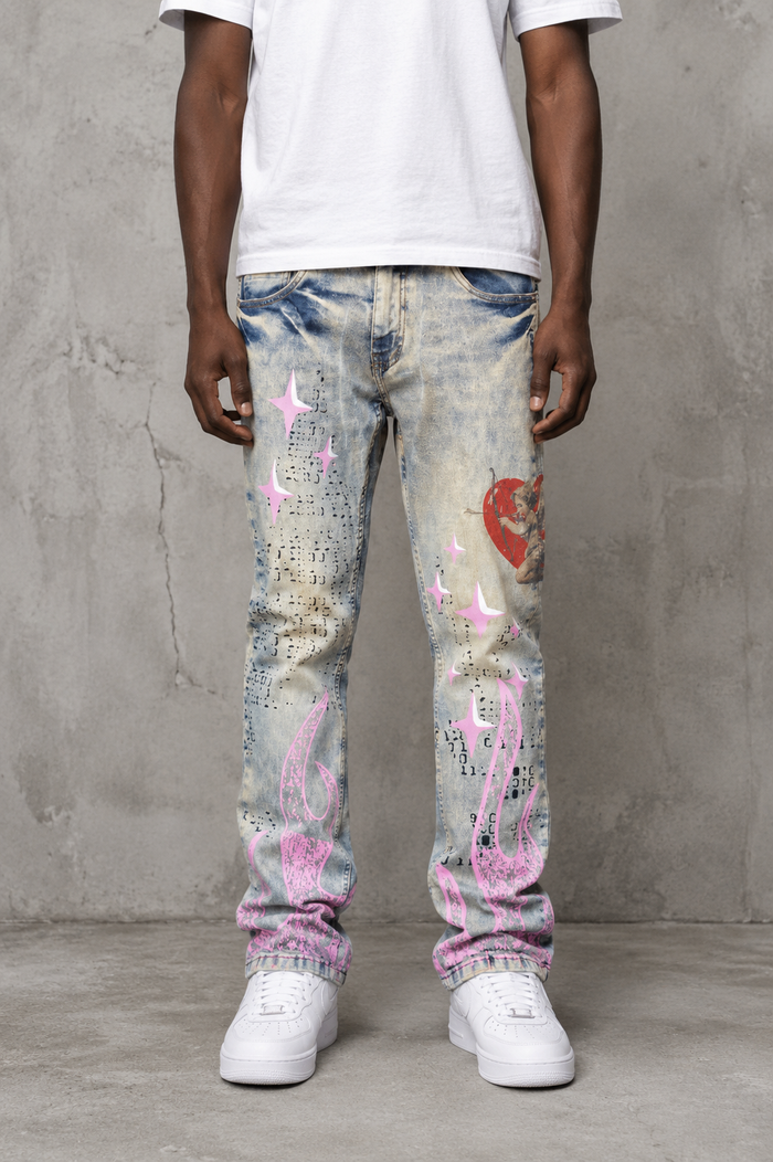 FWRD Dreams slim straight denim jeans in light tint, showcasing classic fit and light wash, displayed on a hanger.