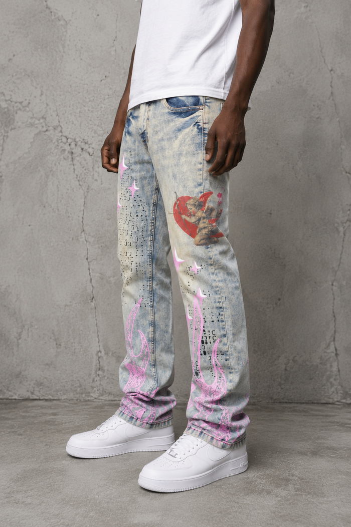 FWRD Dreams slim straight denim jeans in light tint, showing the classic five-pocket design and clean, fitted silhouette.