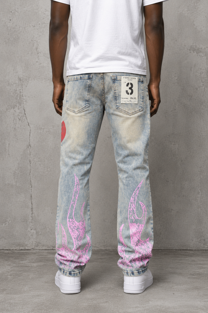 FWRD Dreams slim straight denim jeans in light tint, showing the classic five-pocket design and clean, fitted silhouette.