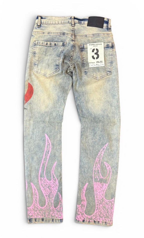 FWRD Dreams slim straight denim jeans in light tint, showcasing classic denim fabric and tailored fit with detailed stitching.