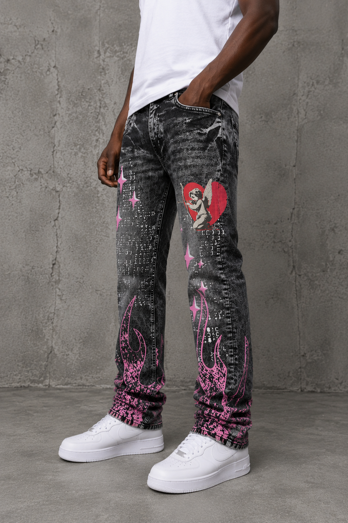 FWRD Dreams slim straight denim jeans in washed black, showing the fitted waistband and classic straight leg cut.