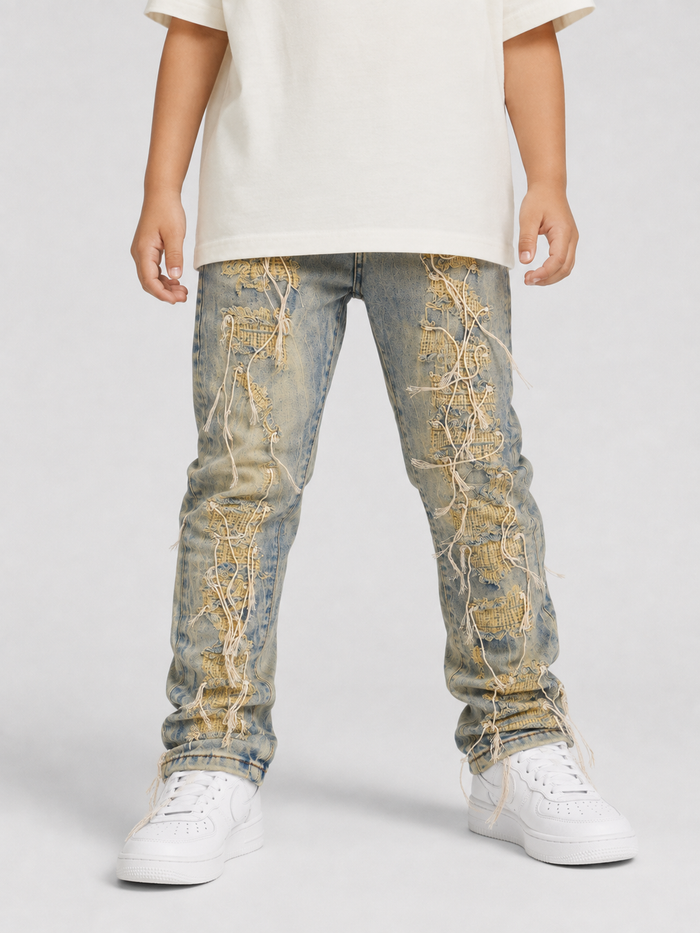 FWRD Kids Annihilator Strings Denim in Ice Tint, kids' blue denim jeans with a stylish fit and branded details.