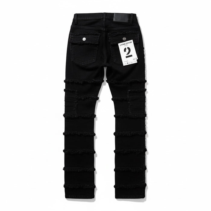 FWRD Kids Cargo Stacked Denim in Jet Black, showcasing the stylish, stacked design and classic denim texture.