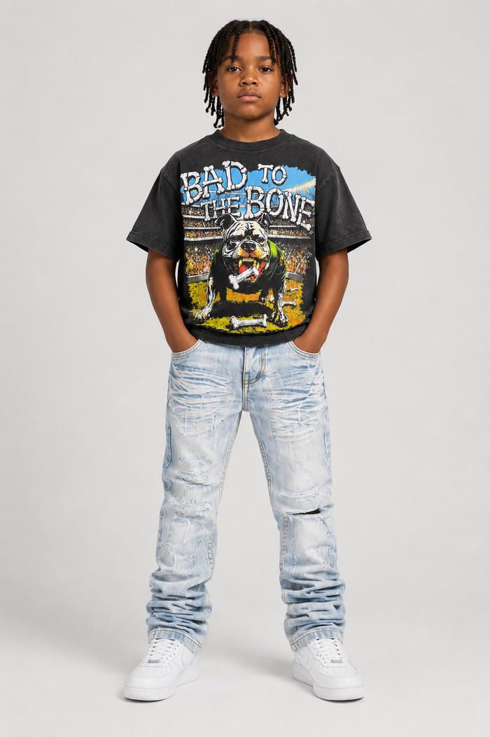 Black FWRD Kids Top Dog T-shirt for kids, featuring a playful dog graphic on the front, made from soft cotton fabric.
