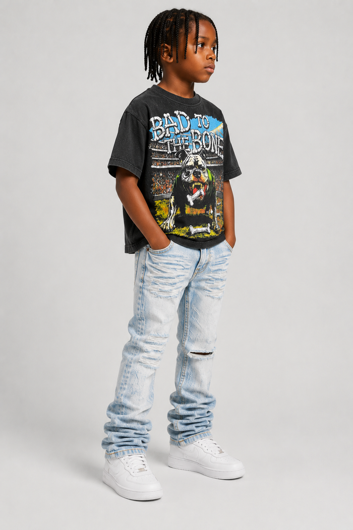 Black FWRD Kids Top Dog T-shirt for kids, featuring a playful graphic design, made from comfortable cotton fabric.