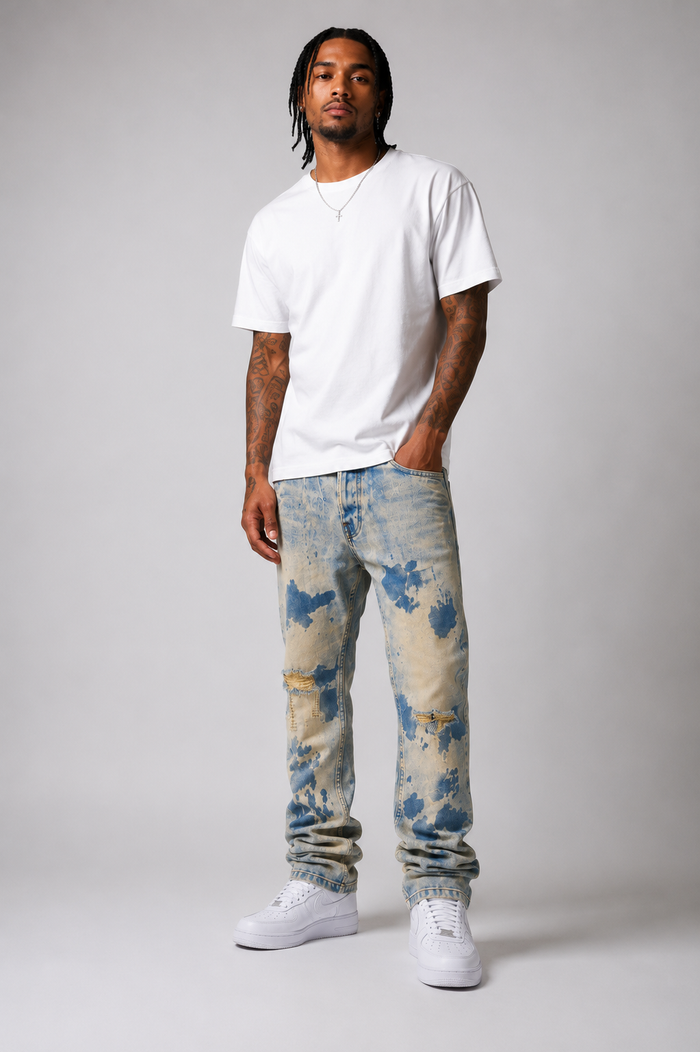FWRD Tumble Wash Straight Denim jeans in Ice Tint, showing the fit and wash details with a classic straight-leg style.