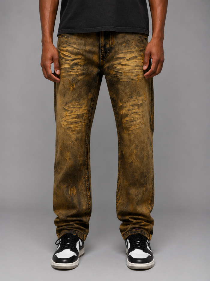 Men's FWRD Washout Relaxed Straight Denim jeans in ice tint with a relaxed fit and classic straight leg style.