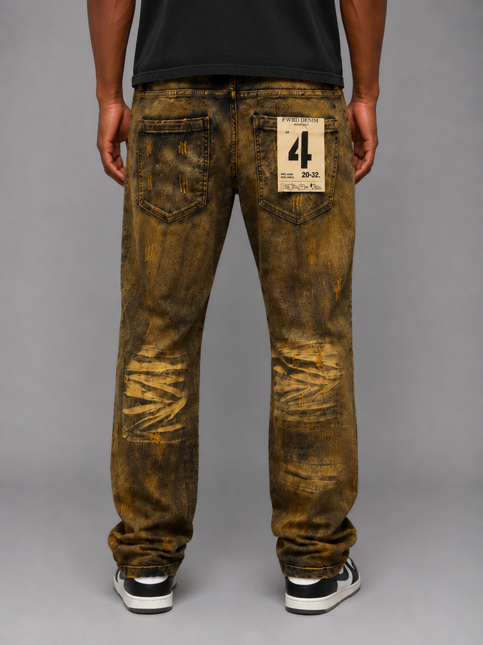 FWRD Washout Relaxed Straight Denim jeans in Ice Tint, featuring a light blue streetwear style with a casual fit.