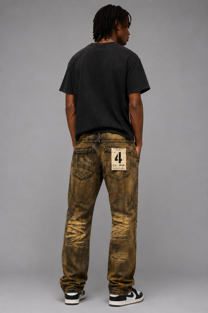 FWRD Washout Relaxed Straight Denim jeans in ice tint with faded blue wash and classic five-pocket design.