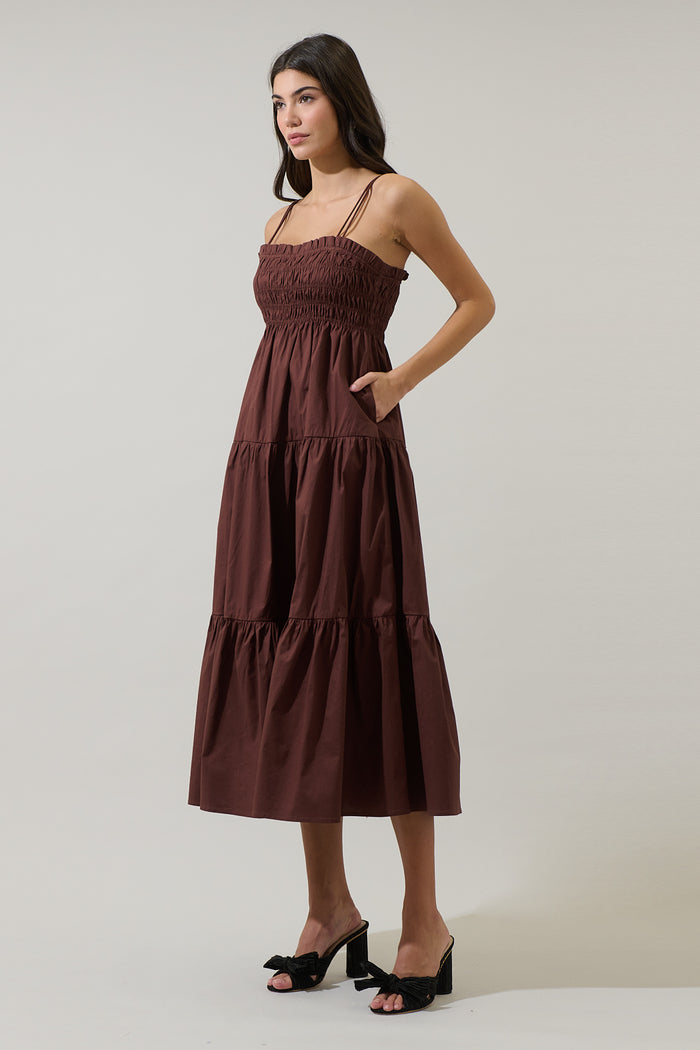 Gennie Smocked Tiered Midi Dress
