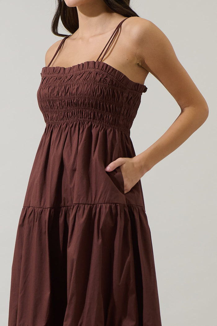 Gennie Smocked Tiered Midi Dress