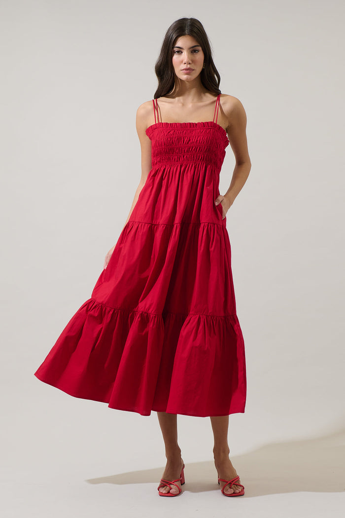 Gennie Smocked Tiered Midi Dress