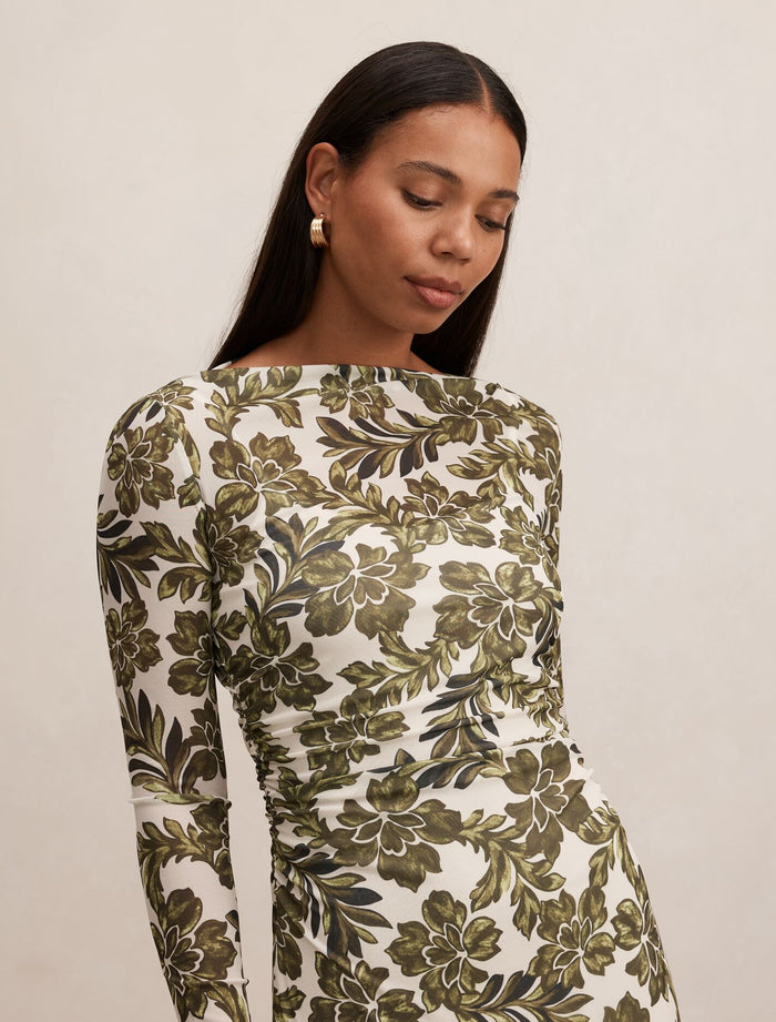 Georgia Long Sleeve Mesh Midi Dress Forever New