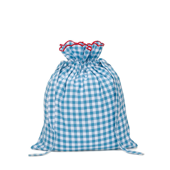 Gingham Drawstring Smalls Bag | Sea Blue