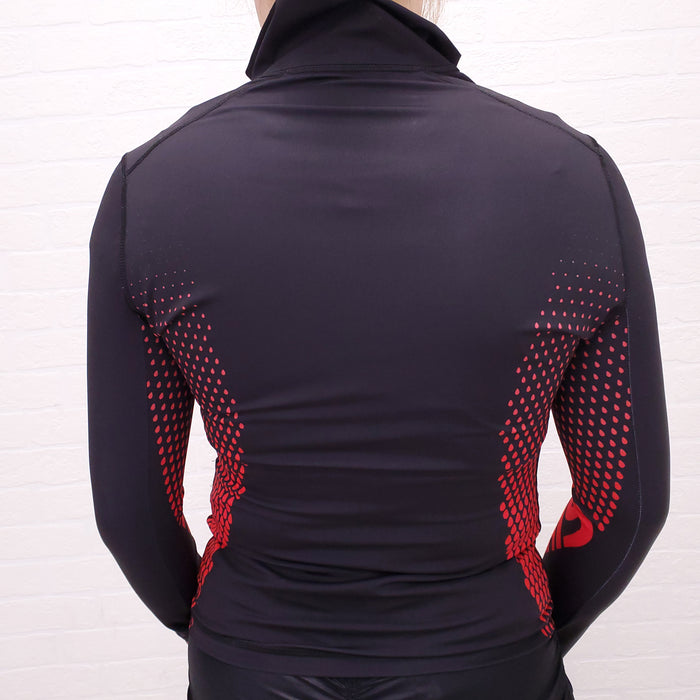 GIVENCHY RED AND BLACK NEOPRENE ZIP UP JUMPER - SIZE 36