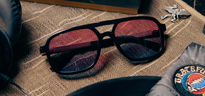 Glacier: Black // Grateful Dead Bears engraved- HD Plus polarized Sunset