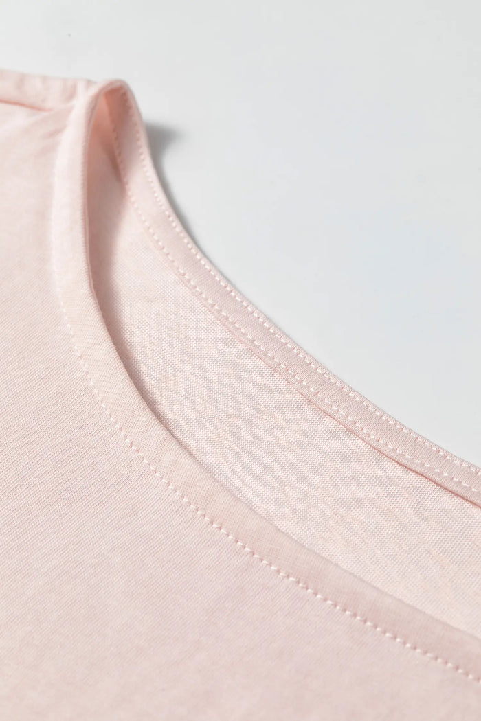 Gossamer Pink Long Sleeve Ruffle Cuff Casual Elegant Top – Light Pink