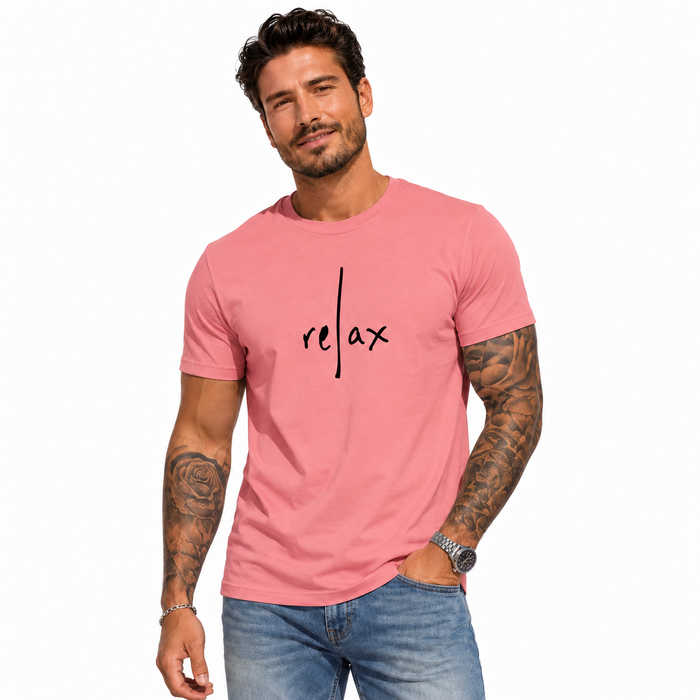 Men’s streetwear t shirt with print shown from front view