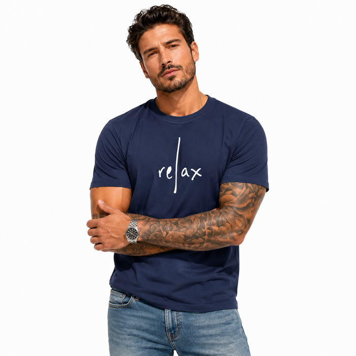 Retro graphic tee for men with straight fit and short sleeves