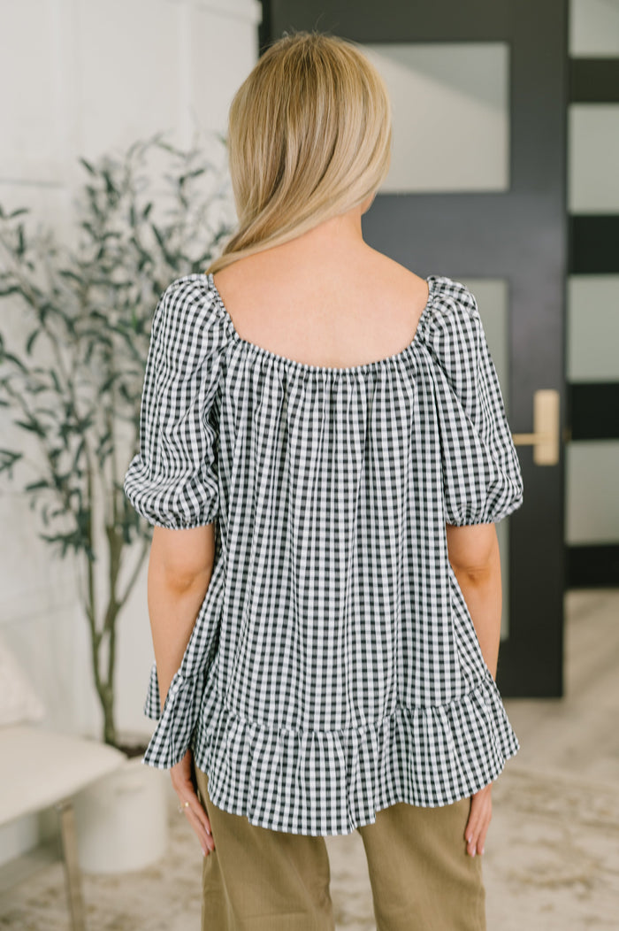 Great Gingham Square Neck Blouse