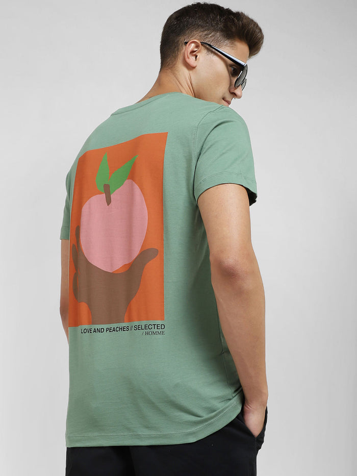 Green Graphic Print Crew Neck T-Shirt