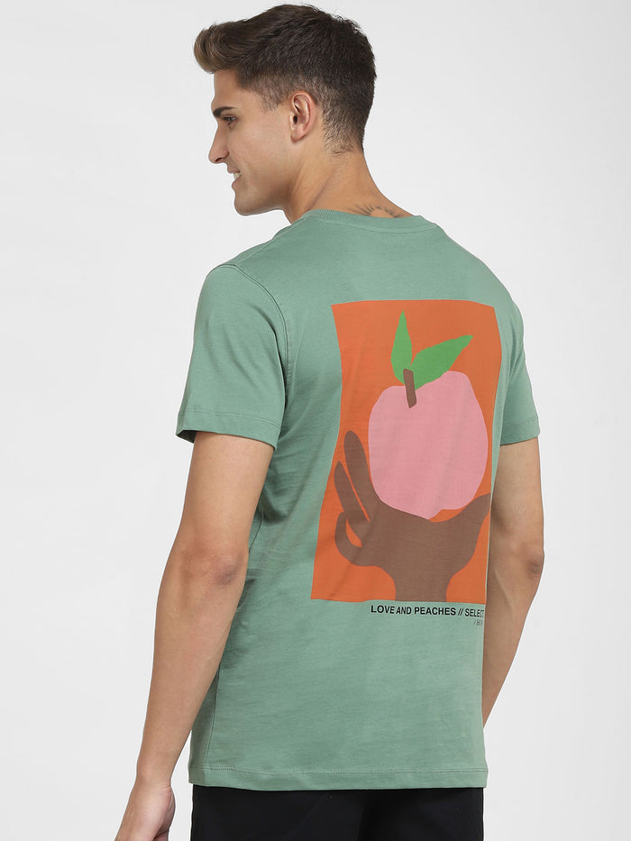 Green Graphic Print Crew Neck T-Shirt