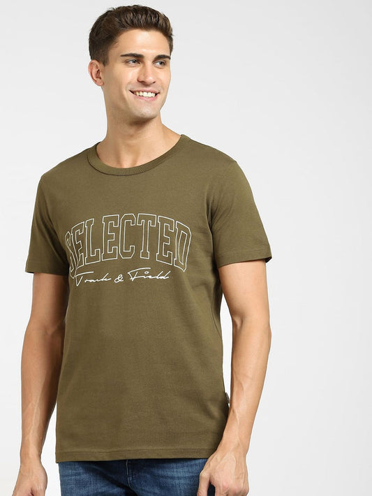 Green Logo Print Crew Neck T-Shirt